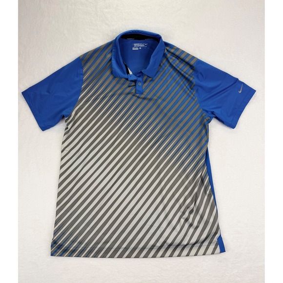 Nike Other - Nike Golf Tour Performance Dri-FIT Polo Shirt Blue Grey Striped Mens Large